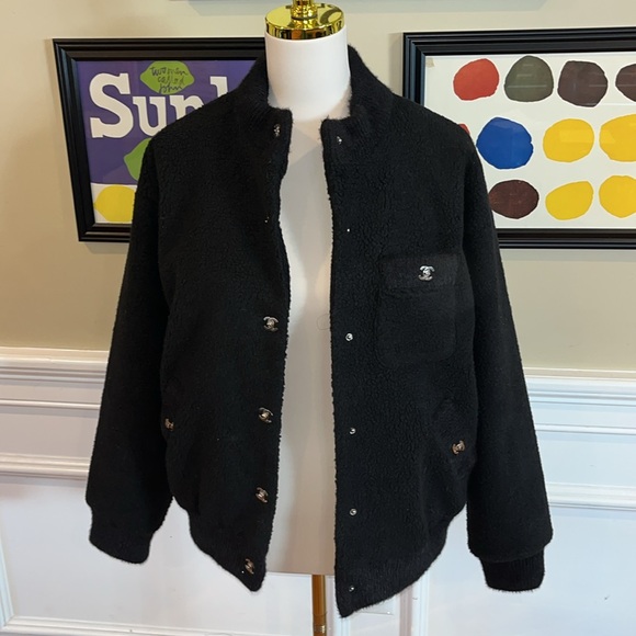 CHANEL Jackets & Blazers - Authentic CHANEL Black Teddy Bomber Jacket